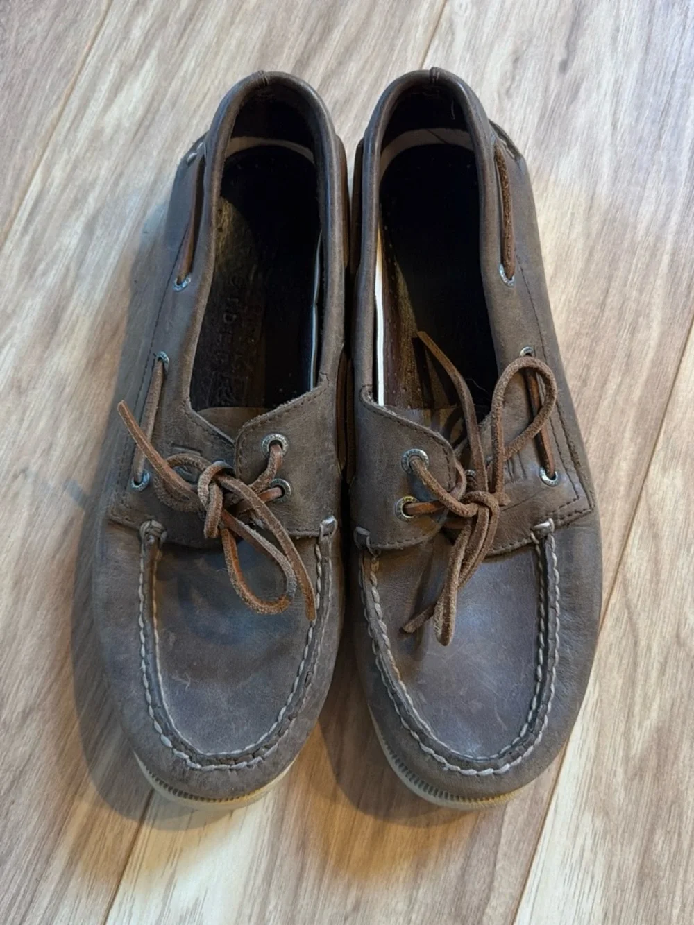 Sperry top sider slip on brown boat shoes